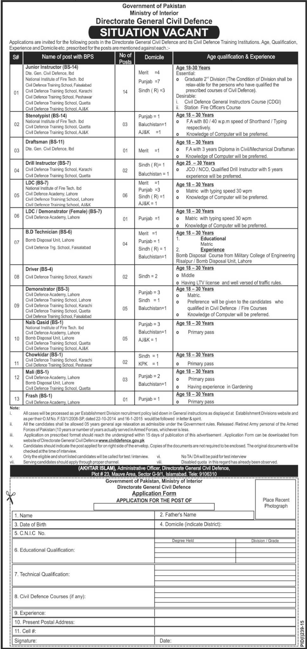 Ministry Of Interior Pakistan Jobs 2023 Advertisement Application Form