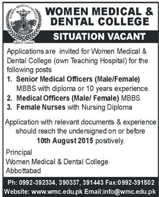 Women Medical And Dental College Abbottabad Jobs 2023 Advertisement