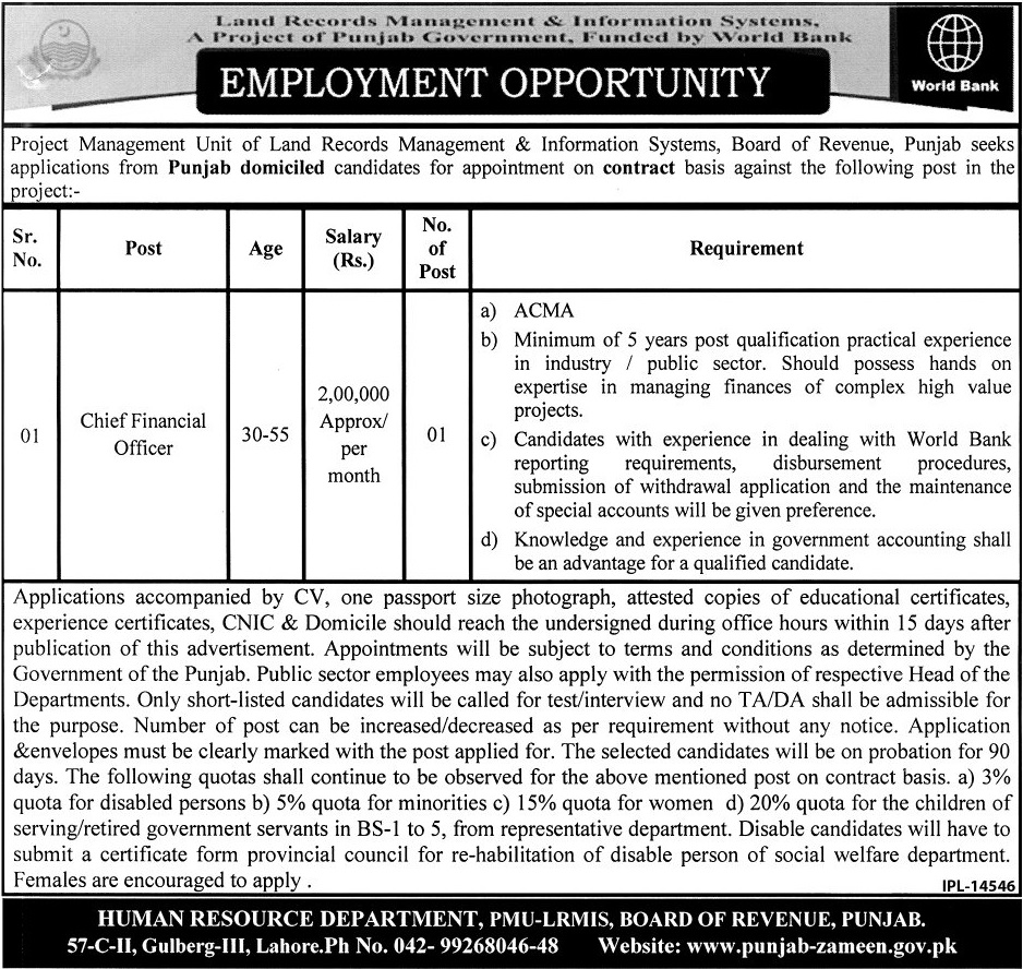 Land Record Management Information System Jobs 2023 Advertisement Form