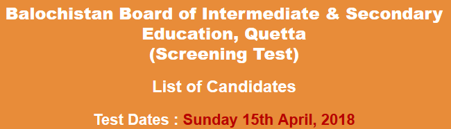 BISE Balochistan Jobs NTS Test Result 2023 15th April Check Online