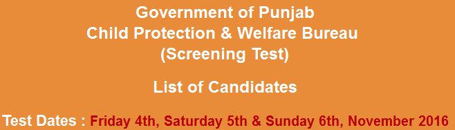 Child Protection And Welfare Bureau Jobs NTS Test Result 2023 4th, 5th, 6th November
