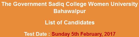 Govt Sadiq College Women University Bahawalpur NTS NAT Test Result 2023 5th February