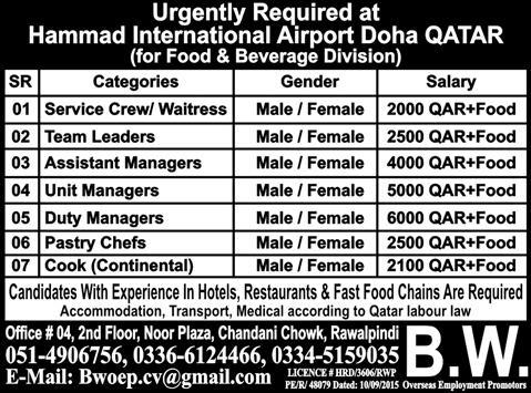Jobs in Qatar Doha 2024 Hamad International Airport for Pakistan National Advertising Interview Date