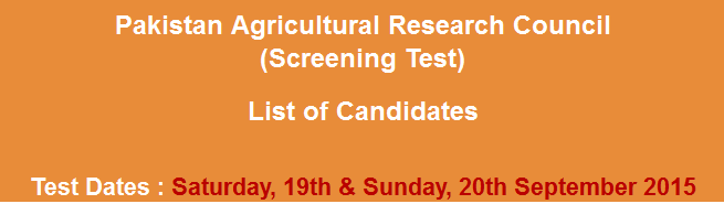 Pakistan Agricultural Research Council PARC NTS Test Result 2023
