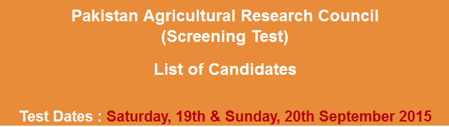 Pakistan Agricultural Research Council PARC NTS Test Result 2024