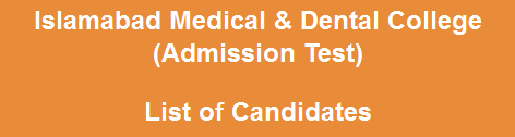 Islamabad Medical And Dental College ETC Admission Test Result 2023