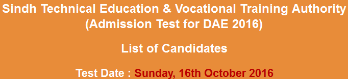 STEVTA DAE Admission NTS Test Result 2024 16th October Answer Keys