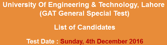 UET Lahore GAT General NTS Admission Test Result 2023 4th December