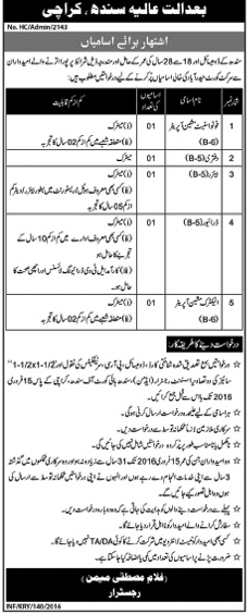 Sindh High Court Karachi Jobs February 2023 Driver Application Form Eligibility Criteria