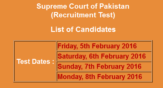 Supreme Court of Pakistan Jobs NTS Test Result 2023
