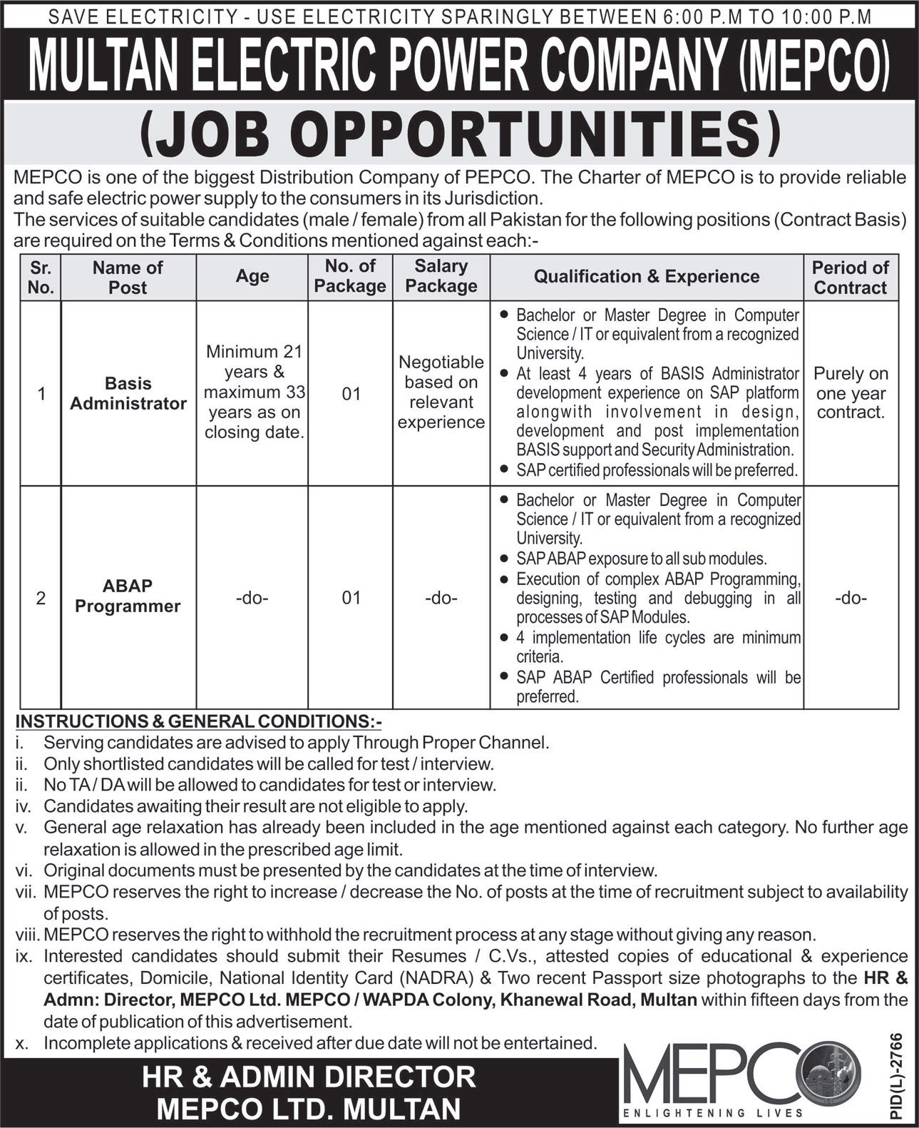 MEPCO Jobs 2023 Multan Electric Power Company Vacancies Application Form www.mepco.com.pk 