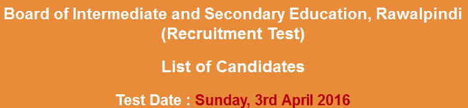 BISE Rawalpindi Data Entry Operator NTS Test Result 2023