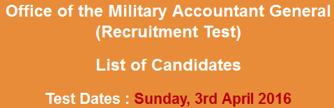 Office of the Military Accountant General Jobs NTS Test Result 2024
