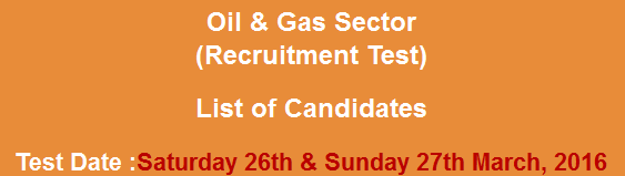 Oil and Gas Sector Pakistan Jobs NTS Test Result 2023 26th, 27th March