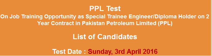 PPL Special Trainee Engineer, Diploma Holders NTS Test Result 2023