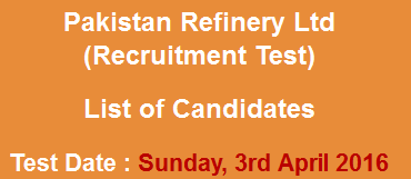 Pakistan Refinery Ltd NTS Test Result 2023