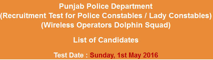 Police Constable Wireless Operators Dolphin Squad NTS Test Result 2023 1st May
