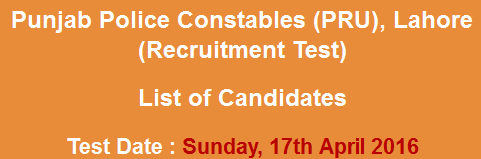 Punjab Police Constable PRU Police Respond Unit NTS Test Result 2024