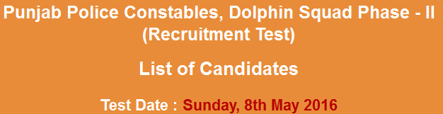 Lahore Dolphin Police Constable Phase 2 Jobs NTS Test Result 2024 8th May