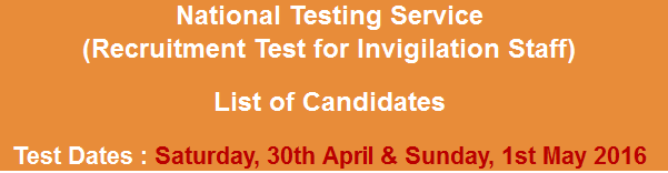 NTS Invigilators Test Result 2024 30th April, 1st May Answer Keys