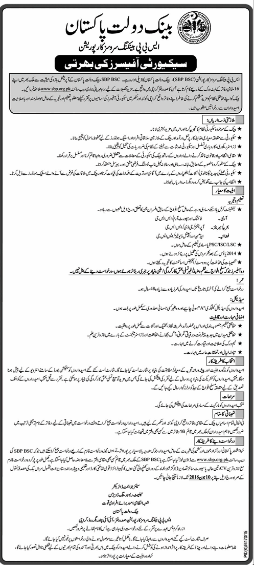State Bank of Pakistan SBP Security Officers Jobs 2023
