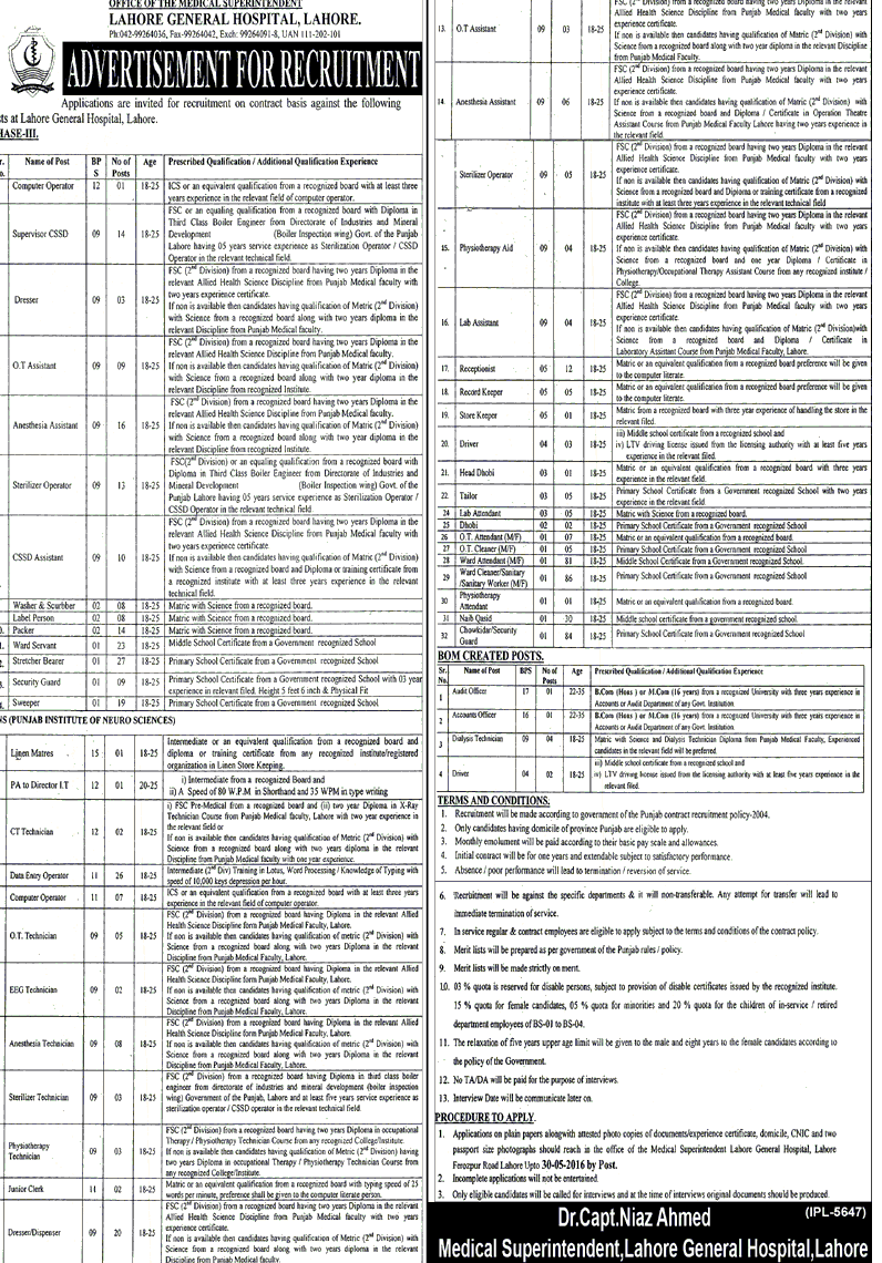 General Hospital Lahore Jobs May 2023 last Date, Advertisement, Application Form