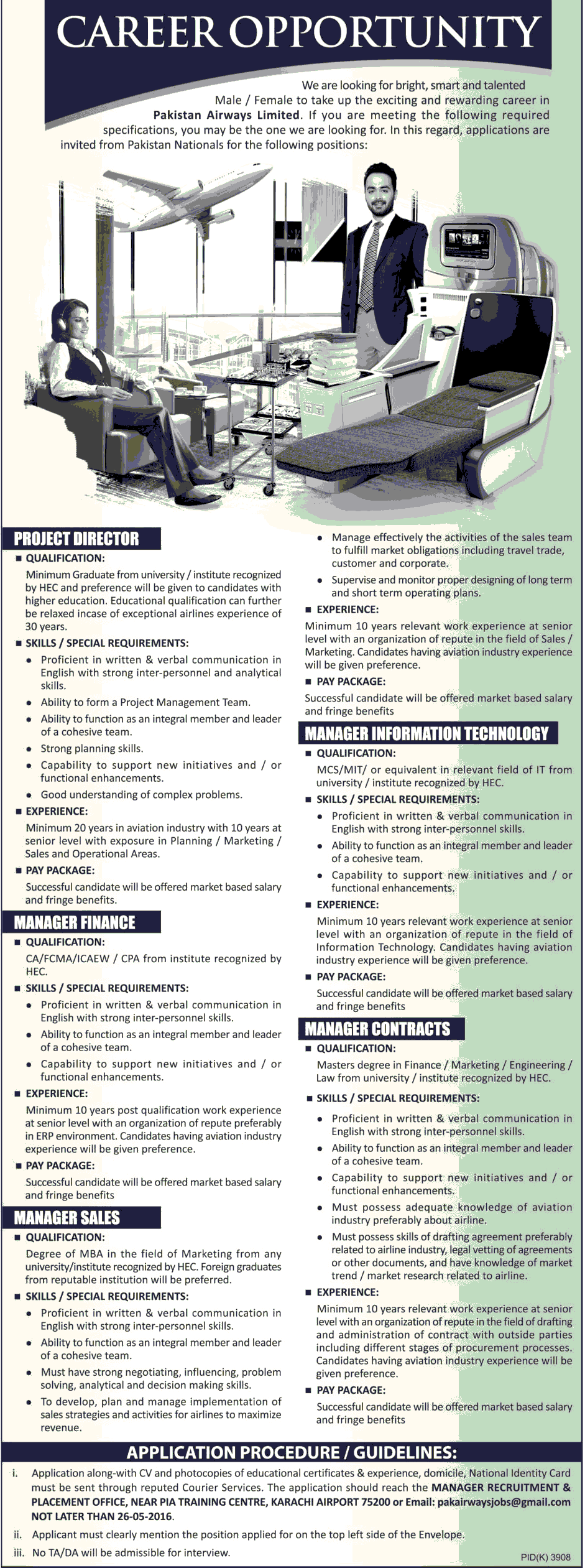 Pakistan Airways Limited May Jobs 2023 Male, Female Careers Opportunities