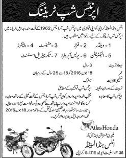 Atlas Honda Apprenticeships 2023 Training Application Form, Eligibility, Last Date