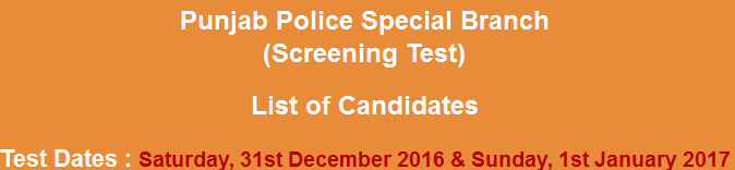 Intelligence Operator in Punjab Police Special Branch NTS Test Result 2023-2017