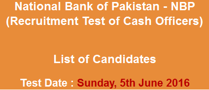 National Bank NBP Cash Officers Jobs NTS Test Result 2023