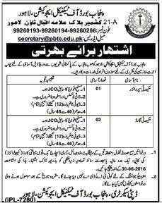 Punjab Board Of Technical Education Lahore Jobs 2023 June Sunday Jang Newspaper