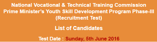 PM Youth Skill Development Program Phase 3 NTS Test Result 2024 5th June