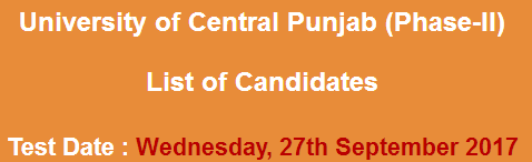 University of Central Punjab UCP Admission NTS Entry Test Result 2023 27th September