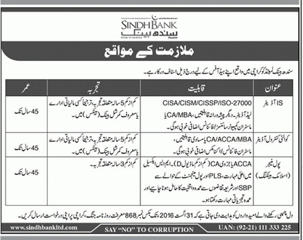 Sindh Bank Limited Jobs 2023 Karachi Application Form www.sindhbankltd.com