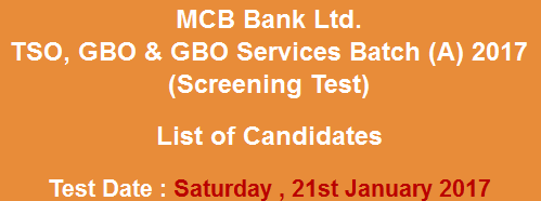 Muslim Commercial Bank MCB Jobs NTS Test Result 2024 21st January