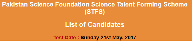 Pakistan Science Foundation Scholarship NTS Test Result 2024 21st May Answer keys