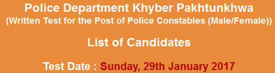 KPK Police Constable NTS Test Result 2023 29th January