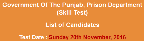 Punjab Prison Department Jobs NTS Test Result 2023 20th November