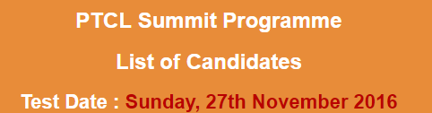 PTCL Summit Programme NTS Test Result 2023 27th November Check Online