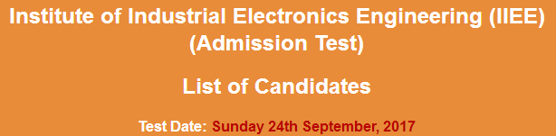 Institute of Industrial Electronics Engineering IIEE NTS Entrance Test Result 2023 24th September
