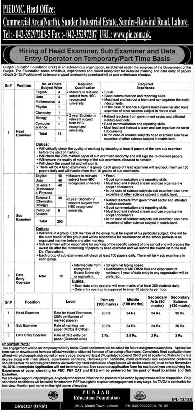 Punjab Education Foundation Deputy Managing Director Jobs 2024 Application Form