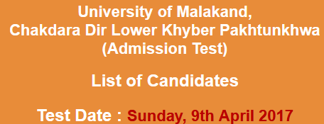 University Of Malakand UOM Admission NTS Test Result 2023 9th April