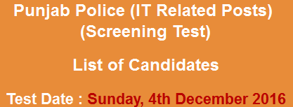Punjab Police Data Processing Officer, Hardware Technician NTS Test Result 2023 4th December