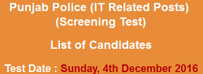 Punjab Police Data Processing Officer, Hardware Technician NTS Test Result 2024 4th December