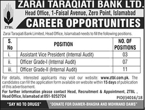 ZTBL Zarai Taraqiati Bank Limited Islamabad Jobs 2023 Application Form