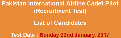 Pakistan International Airline PIA Cadet Pilot NTS Test Result 2024 22nd January