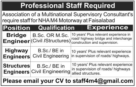 NHA Motorway M4 Jobs 2024 Technical Vacancies Application Form