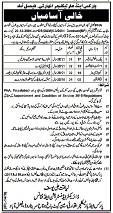 PHA Jobs 2023 Parks and Horticulture Authority Faisalabad Advertisement