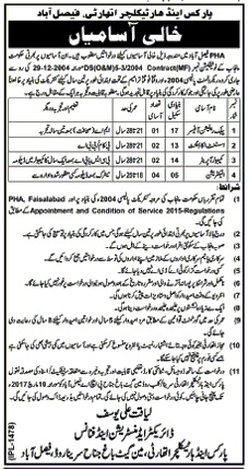 PHA Jobs 2024 Parks and Horticulture Authority Faisalabad Advertisement