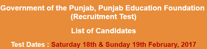 Punjab Education Foundation PEF Jobs NTS Test Result 2023 18th, 19th February